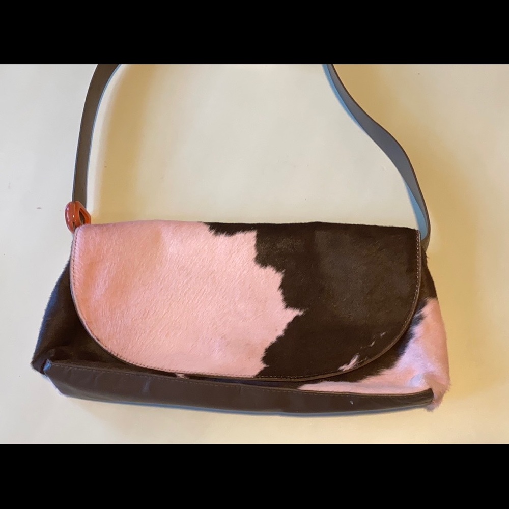 DKNY Vintage Pink and Brown Cow Small Handbag